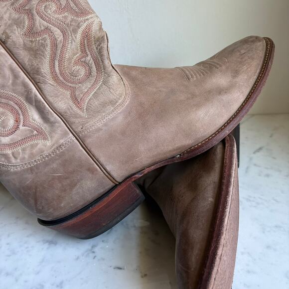 Nocona Handcrafted USA Western Boots Distressed Leather Light Brown Men’s 13 D main image 5